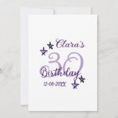 Paarse glitter sterren 30ste verjaardag moderne re kaart (Achterkant)