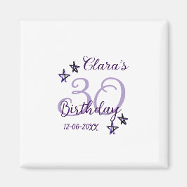 Paarse glitter sterren 30ste verjaardag moderne re magneet