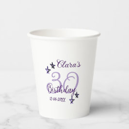 Paarse glitter sterren 30ste verjaardag moderne re papieren bekers