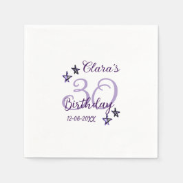 Paarse glitter sterren 30ste verjaardag moderne re servet