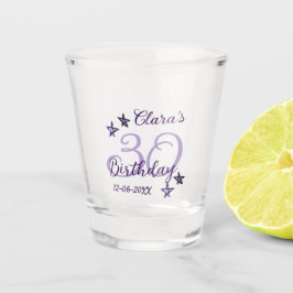 Paarse glitter sterren 30ste verjaardag moderne re shot glas