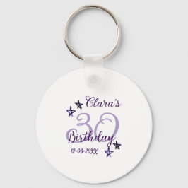 Paarse glitter sterren 30ste verjaardag moderne re sleutelhanger