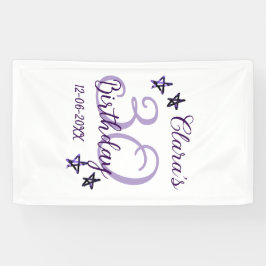 Paarse glitter sterren 30ste verjaardag moderne re spandoek