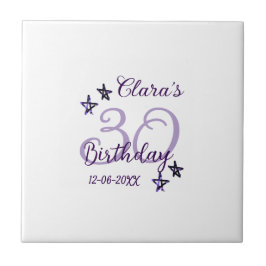 Paarse glitter sterren 30ste verjaardag moderne re tegeltje