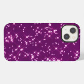 Paarse glitter sterren iPhone hoesje (Achterkant horizontaal)