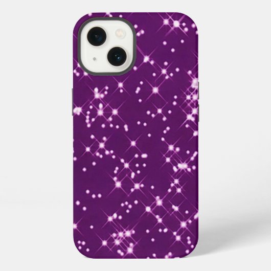 Paarse glitter sterren iPhone hoesje (Achterkant)