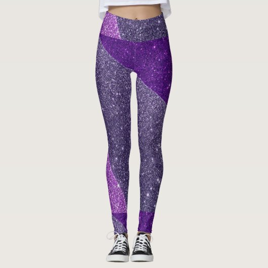 Paarse glitter stijl leggings (Voorkant)