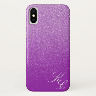Paarse Glitter Stof Persoonlijke Hoes voor Telefoo