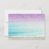 paarse glitter strandfoto RSVP bruiloft Kaart (Achterkant)