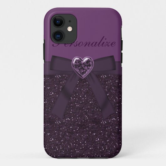Paarse Glitter, Strik en Hart Sieraden Gedrukt Case-Mate iPhone Case (Achterkant)