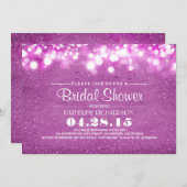 paarse glitter & string lichten vrijgezellenfeest kaart (Voorkant / Achterkant)