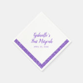 Paarse Glitter Stripe Persoonlijk Breed Kat Mitzva Servet (Hoek)