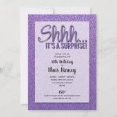 Paarse Glitter SURPRISE Birthday Invitations (Voorkant)