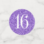 Paarse Glitter Sweet 16 Aangepaste Foto Big Table Confetti (Kleine voorkant)