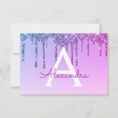 Paarse Glitter Sweet 16 Bewaar de datum Kaart (Voorkant)