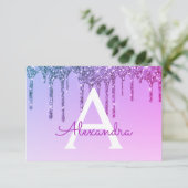 Paarse Glitter Sweet 16 Bewaar de datum Kaart (Staand voorkant)