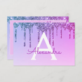 Paarse Glitter Sweet 16 Bewaar de datum Kaart