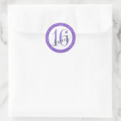 Paarse Glitter Sweet 16 Favor Sticker Seal (Tas)