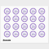 Paarse Glitter Sweet 16 Favor Sticker Seal (Vel)
