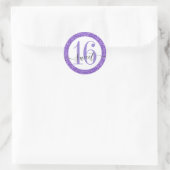 Paarse Glitter Sweet 16 Favor Sticker Seal (Tas)