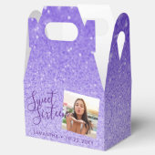 Paarse Glitter Sweet 16 Foto Bedankdoosjes (Geopend)