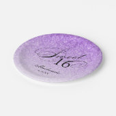 Paarse Glitter Sweet 16 gepersonaliseerd Papieren Bordje (Gekanteld)