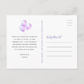 Paarse Glitter Sweet 16-jarige ballon Dank je wel Briefkaart (Achterkant)