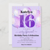 Paarse Glitter Sweet 16 Verjaardagsballonnen Moder Kaart (Voorkant)