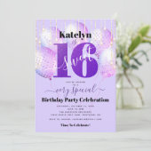 Paarse Glitter Sweet 16 Verjaardagsballonnen Moder Kaart (Staand voorkant)