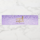 Paarse Glitter, Sweet 16 Waterfles Etiket (Enkel label)