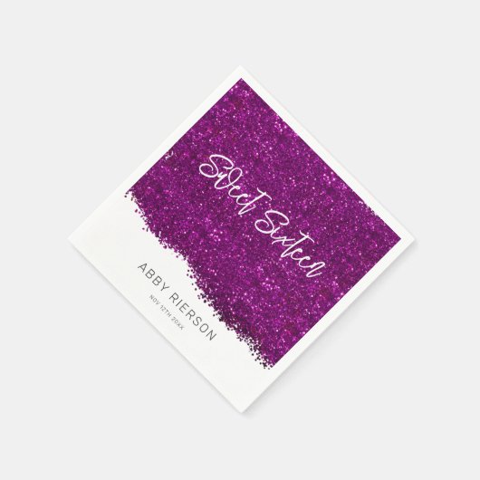 Paarse Glitter Sweet Sixteen Aangepaste naam Servet (Hoek)