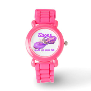 Paarse Glitter-Teenslippers Horloge