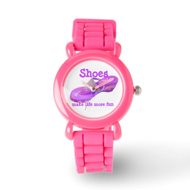 Paarse Glitter-Teenslippers Horloge (Voorkant)