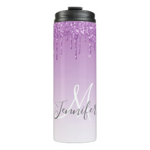 Paarse Glitter Thermal Tumbler met Druppelend Effe Thermosbeker