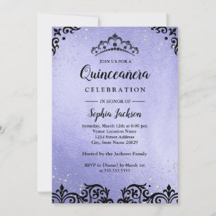 Paarse Glitter Tiara Damast Quinceanera Kaart