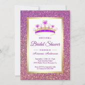 Paarse Glitter Tiara Prinses Bruiloft Feest Kaart (Voorkant)