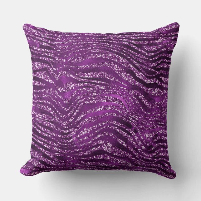 Paarse Glitter/Tijger Sparkle Omkeerbaar Kussen (Voorkant)