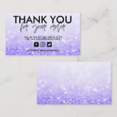 Paarse Glitter Trendy Salon Dank u Visitekaartje (Voorkant / Achterkant)