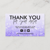 Paarse Glitter Trendy Salon Dank u Visitekaartje (Voorkant)