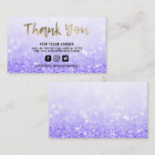 Paarse Glitter Trendy Salon Dank u Visitekaartje (Voorkant / Achterkant)