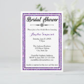Paarse Glitter Trim - 3x5 Bridal Shower Invitation Kaart (Staand voorkant)