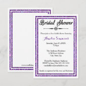 Paarse Glitter Trim - 3x5 Bridal Shower Invitation Kaart (Voorkant / Achterkant)