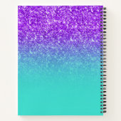 Paarse Glitter Turquoise Gradiënt Tekening Notitieboek (Achterkant)