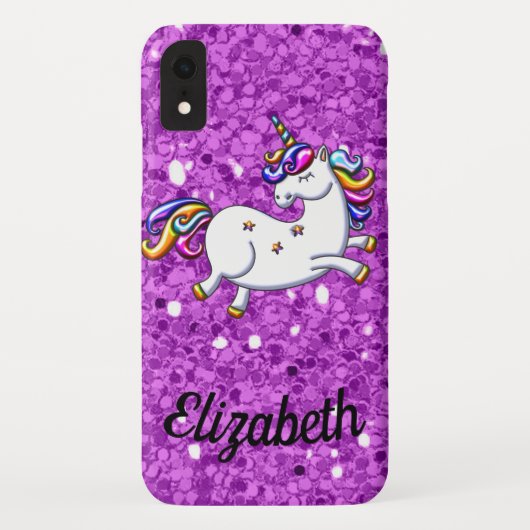 Paarse Glitter Unicorn Case-Mate iPhone Case (Achterkant)