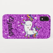 Paarse Glitter Unicorn Case-Mate iPhone Case (Achterkant (horizontaal))