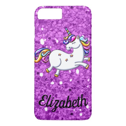 Paarse Glitter Unicorn Case-Mate iPhone Case (Achterkant)