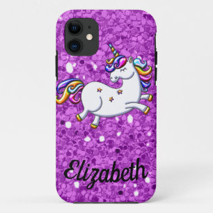 Paarse Glitter Unicorn Hoesje-Mate iPhone 5 Hoesje