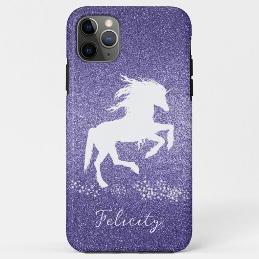 Paarse Glitter Unicorn Hoesje-Mate iPhone Case (Achterkant)