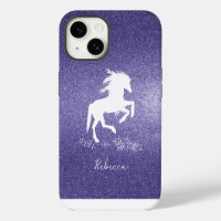 Paarse Glitter Unicorn Hoesje-Mate iPhone Case