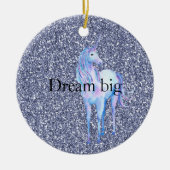 Paarse Glitter Unicorn Keramisch Ornament (Voorkant)
